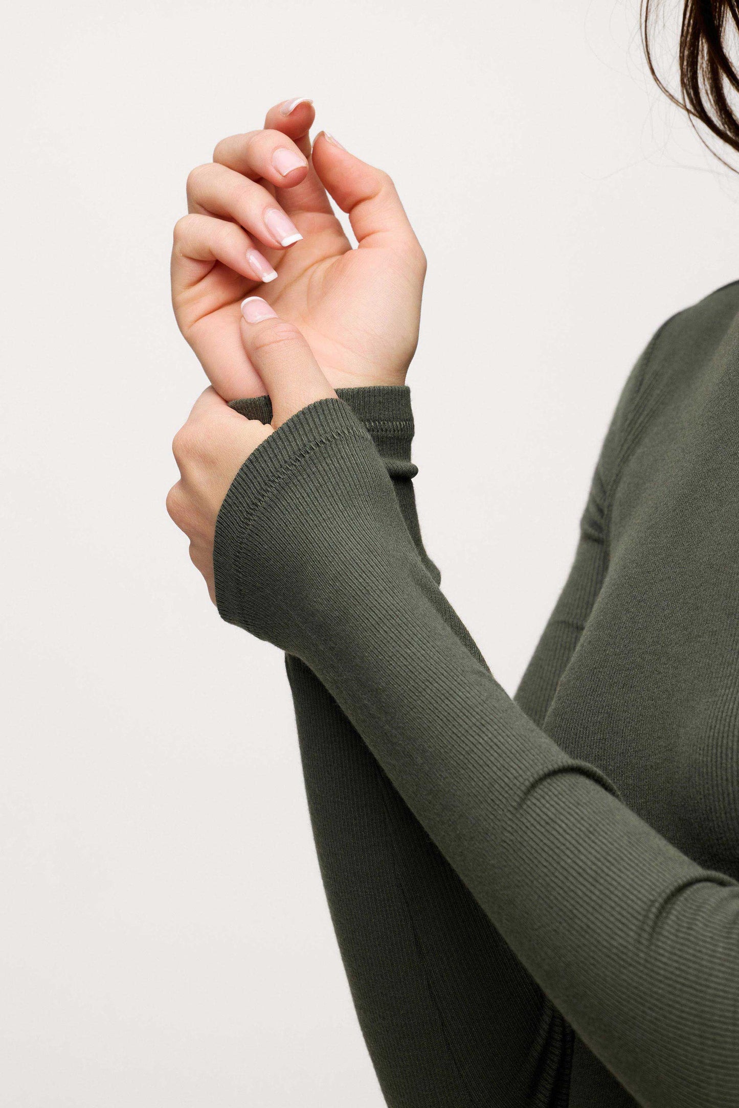 Slinky Rib Long Sleeve Shirt | Darkest Olive