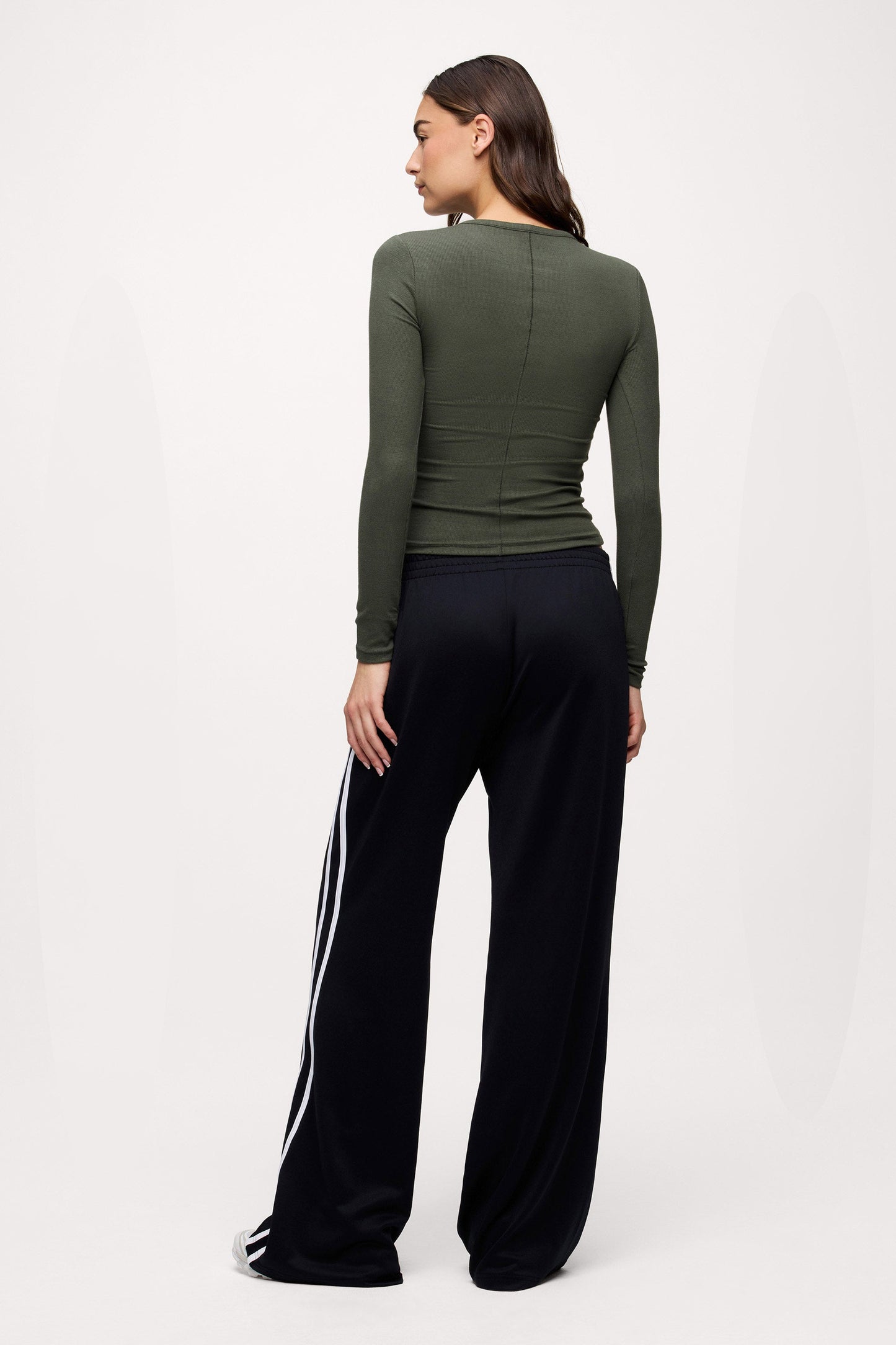 Slinky Rib Long Sleeve Shirt | Darkest Olive