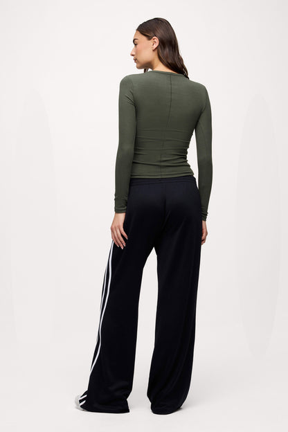 Slinky Rib Long Sleeve Shirt | Darkest Olive