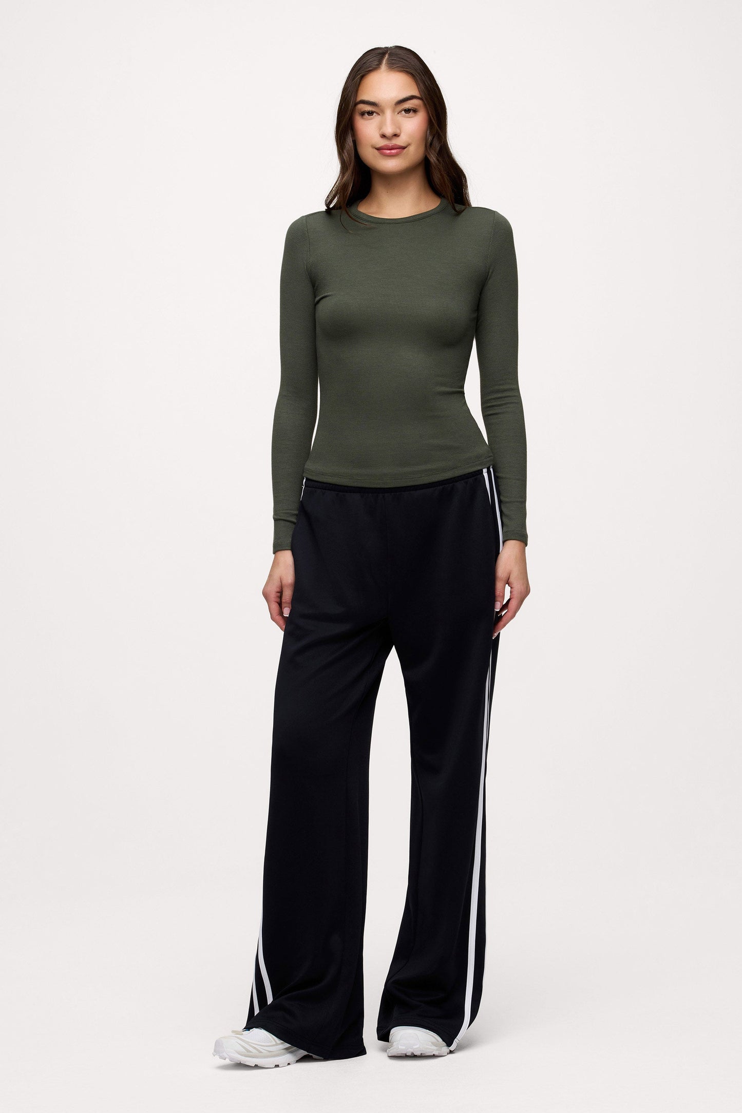 Slinky Rib Long Sleeve Shirt | Darkest Olive