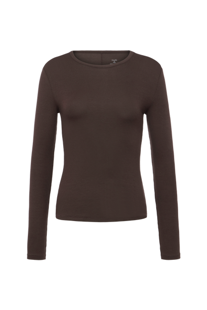Slinky Rib Long Sleeve Shirt | Espresso