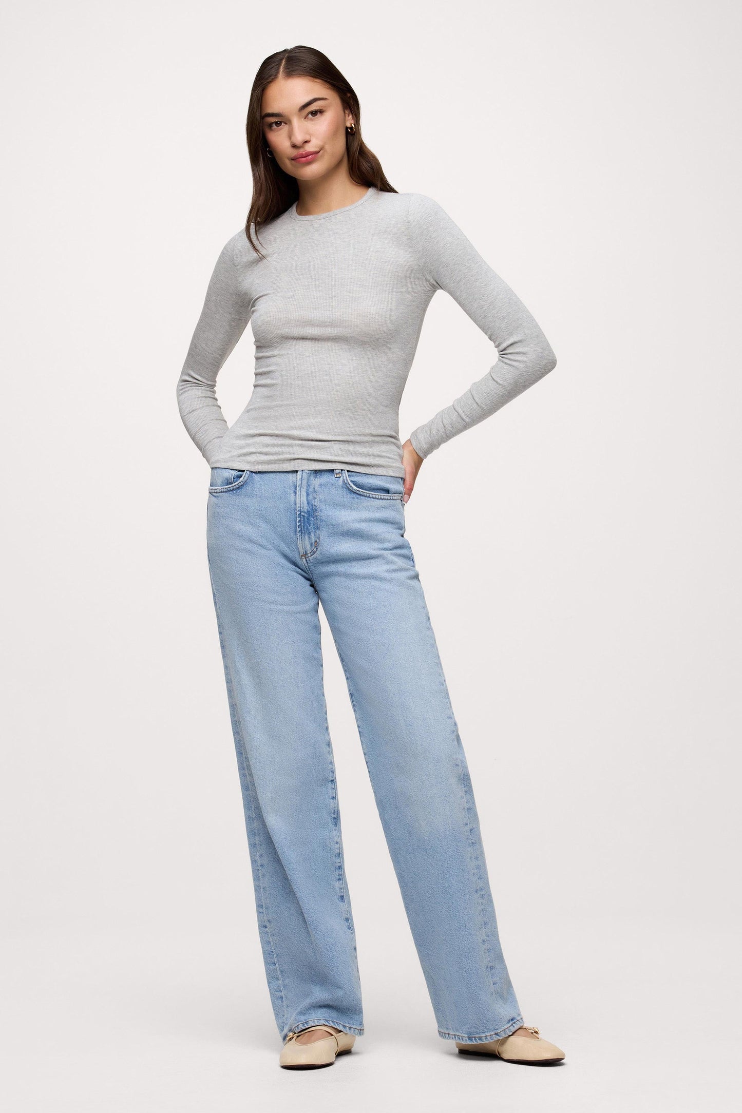 Slinky Rib Long Sleeve Shirt | Heather Grey