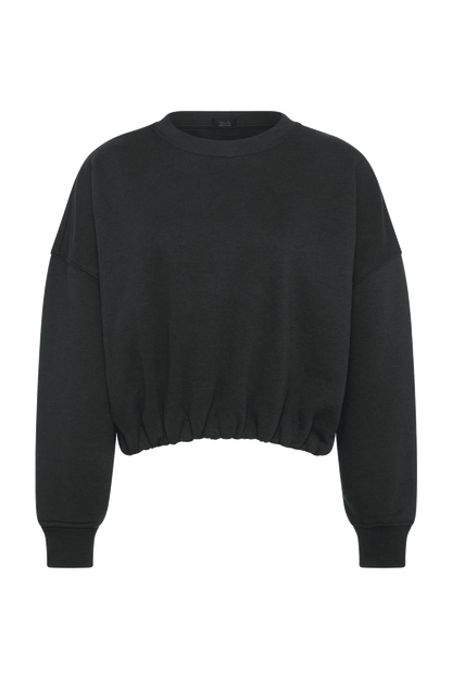 Vintage Fleece Cinch Waist Sweatshirt | Black