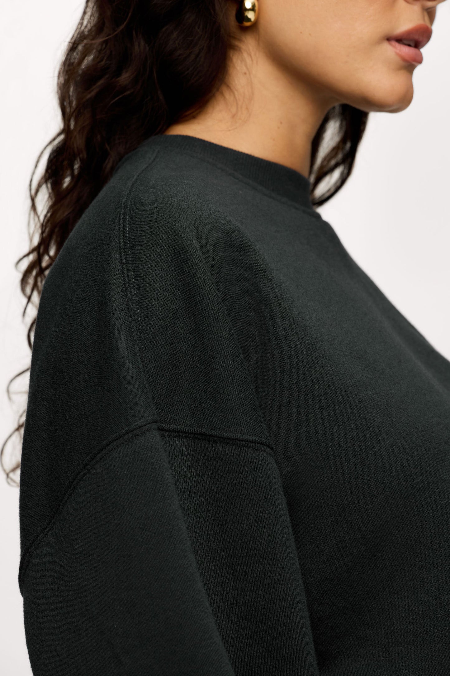 Vintage Fleece Cinch Waist Sweatshirt | Black