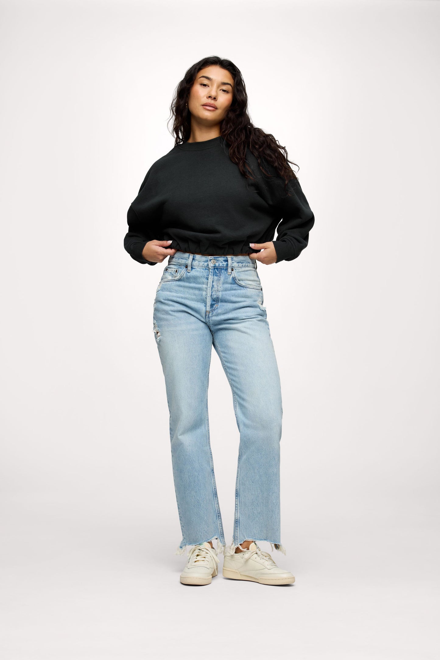 Vintage Fleece Cinch Waist Sweatshirt | Black