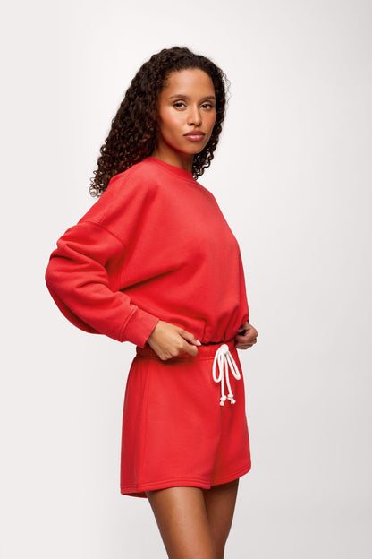 Vintage Fleece Cinch Waist Sweatshirt | Hibiscus