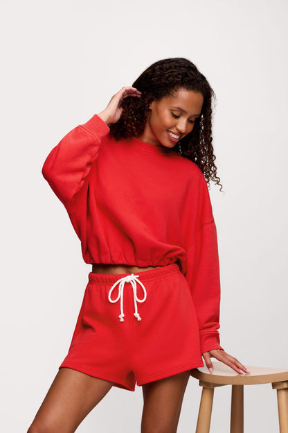 Vintage Fleece Cinch Waist Sweatshirt | Hibiscus