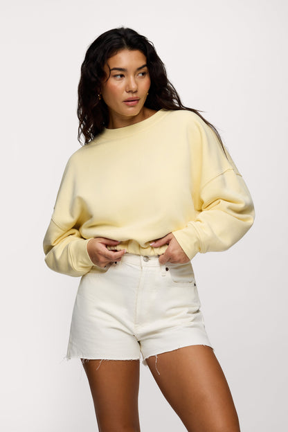 Vintage Fleece Cinch Waist Sweatshirt | Lemon