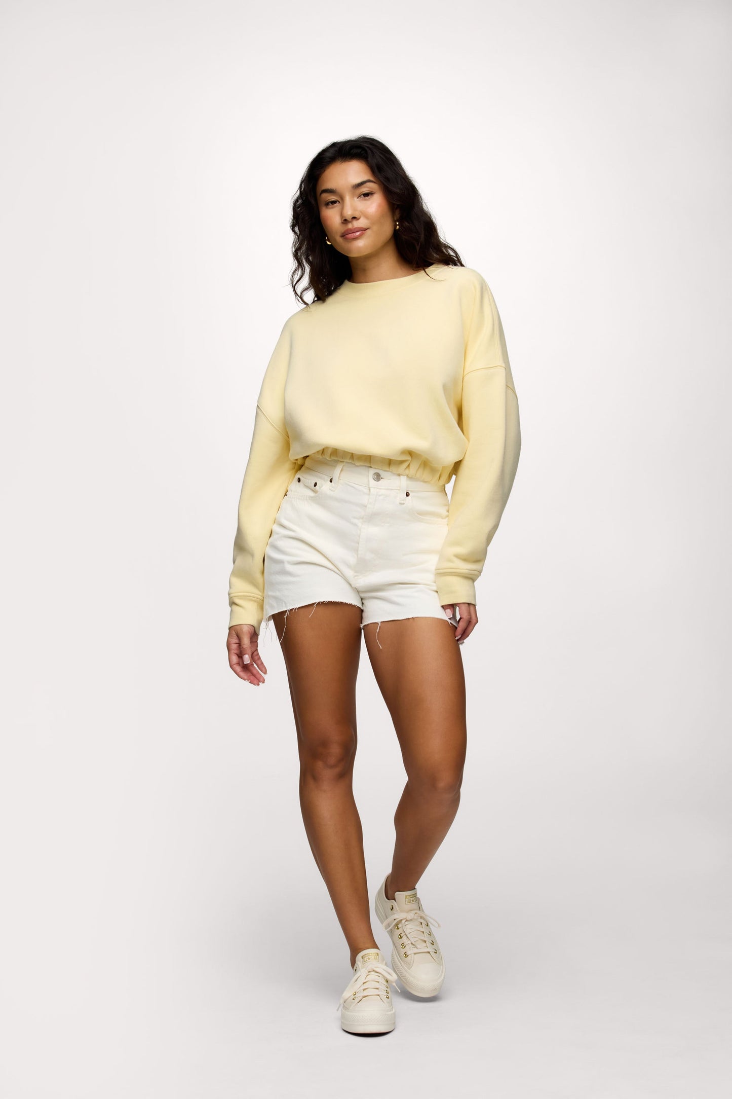 Vintage Fleece Cinch Waist Sweatshirt | Lemon