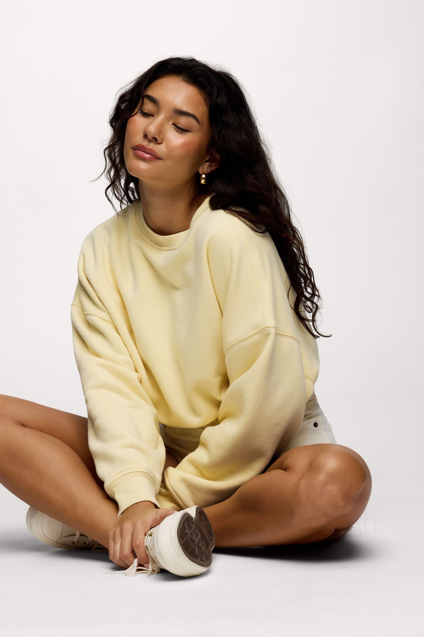 Vintage Fleece Cinch Waist Sweatshirt | Lemon