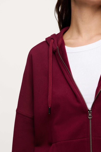 Core Fleece Two Way Zip Hoodie | Ruby