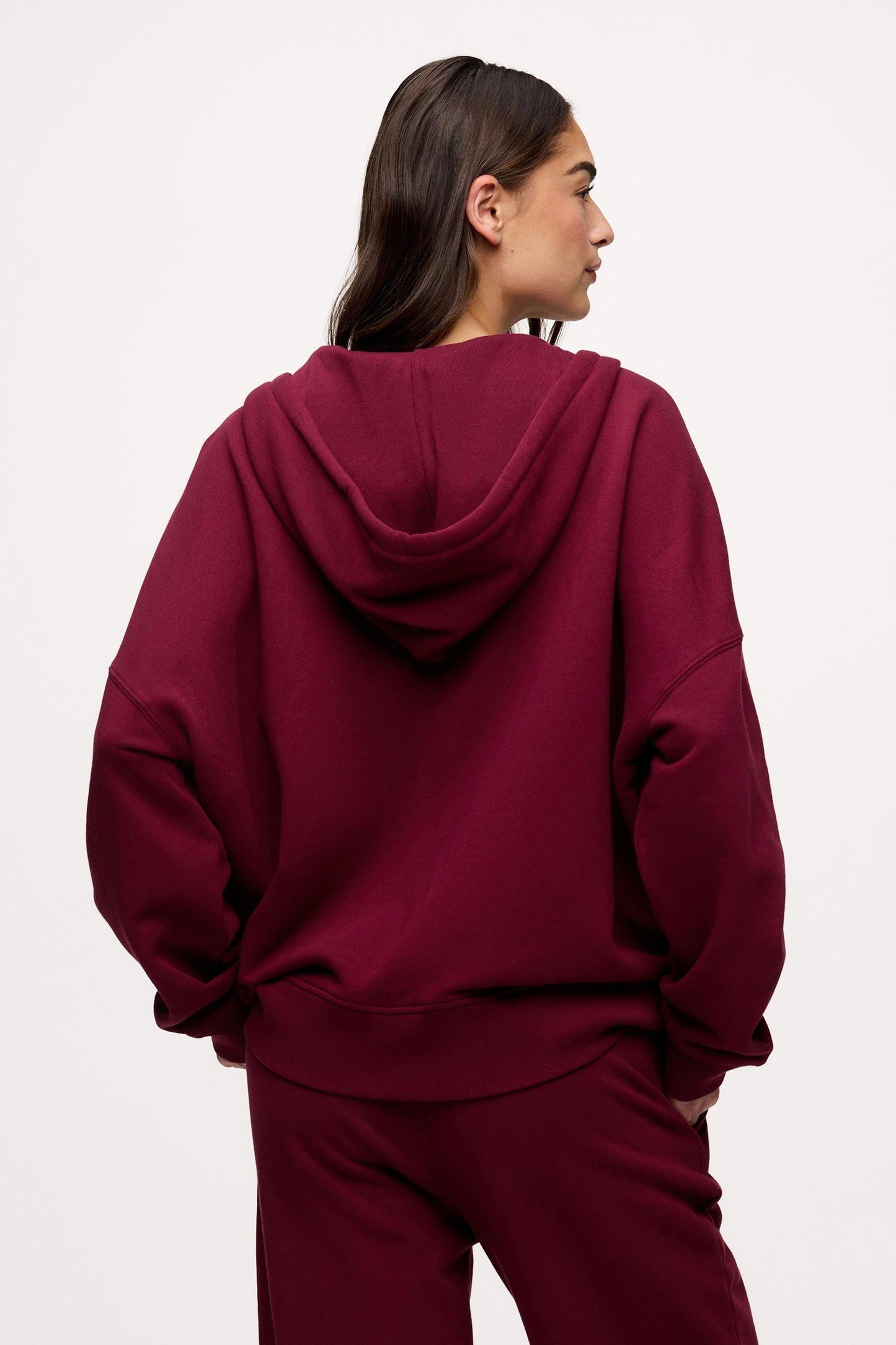 Core Fleece Two Way Zip Hoodie | Ruby