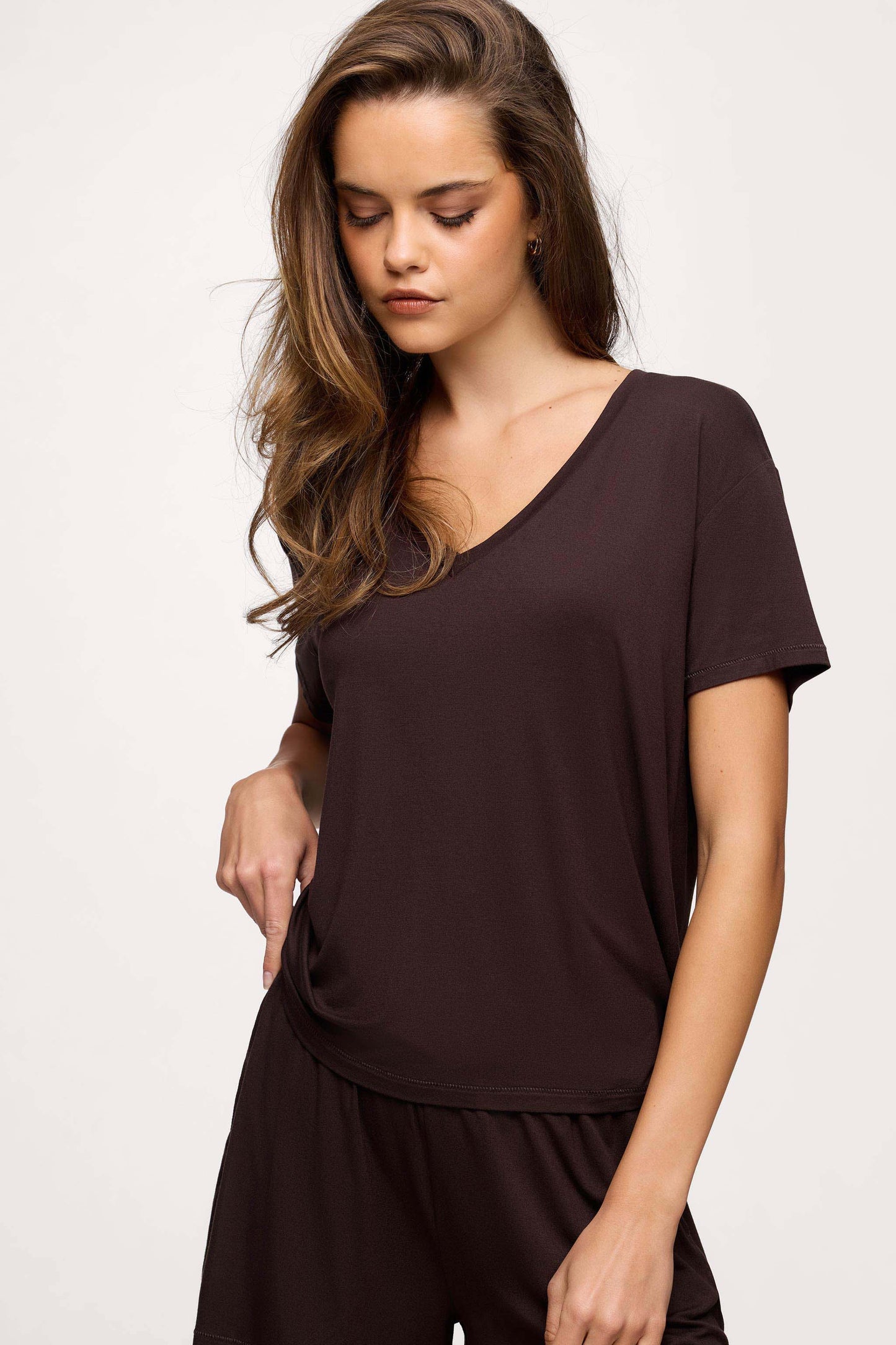 V-Neck Pajama Tee | Espresso