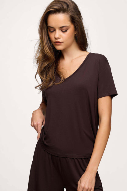 V-Neck Pajama Tee | Espresso
