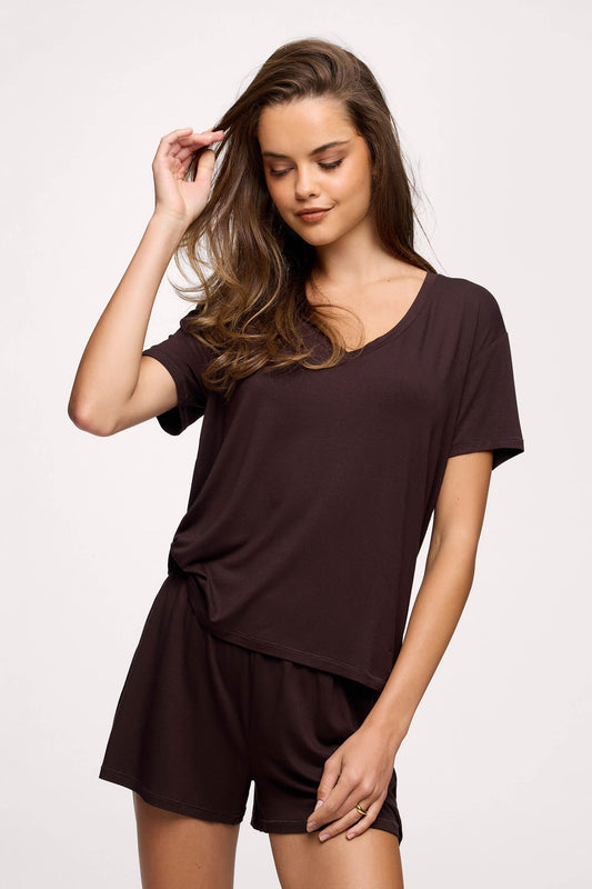 V-Neck Pajama Tee | Espresso