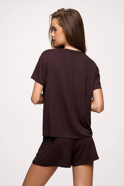 V-Neck Pajama Tee | Espresso