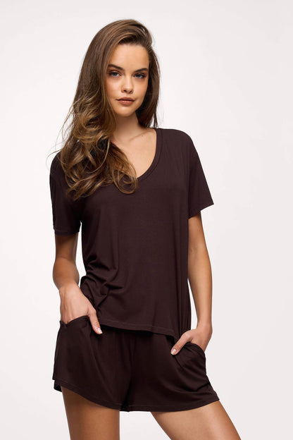 V-Neck Pajama Tee | Espresso
