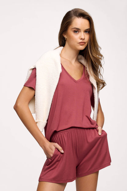 V-Neck Pajama Tee | Mauve