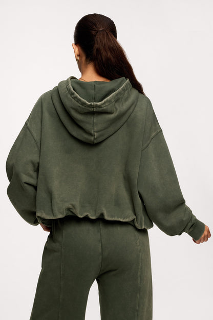 Vintage Washed Hoodie | Darkest Olive