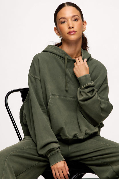 Vintage Washed Hoodie | Darkest Olive