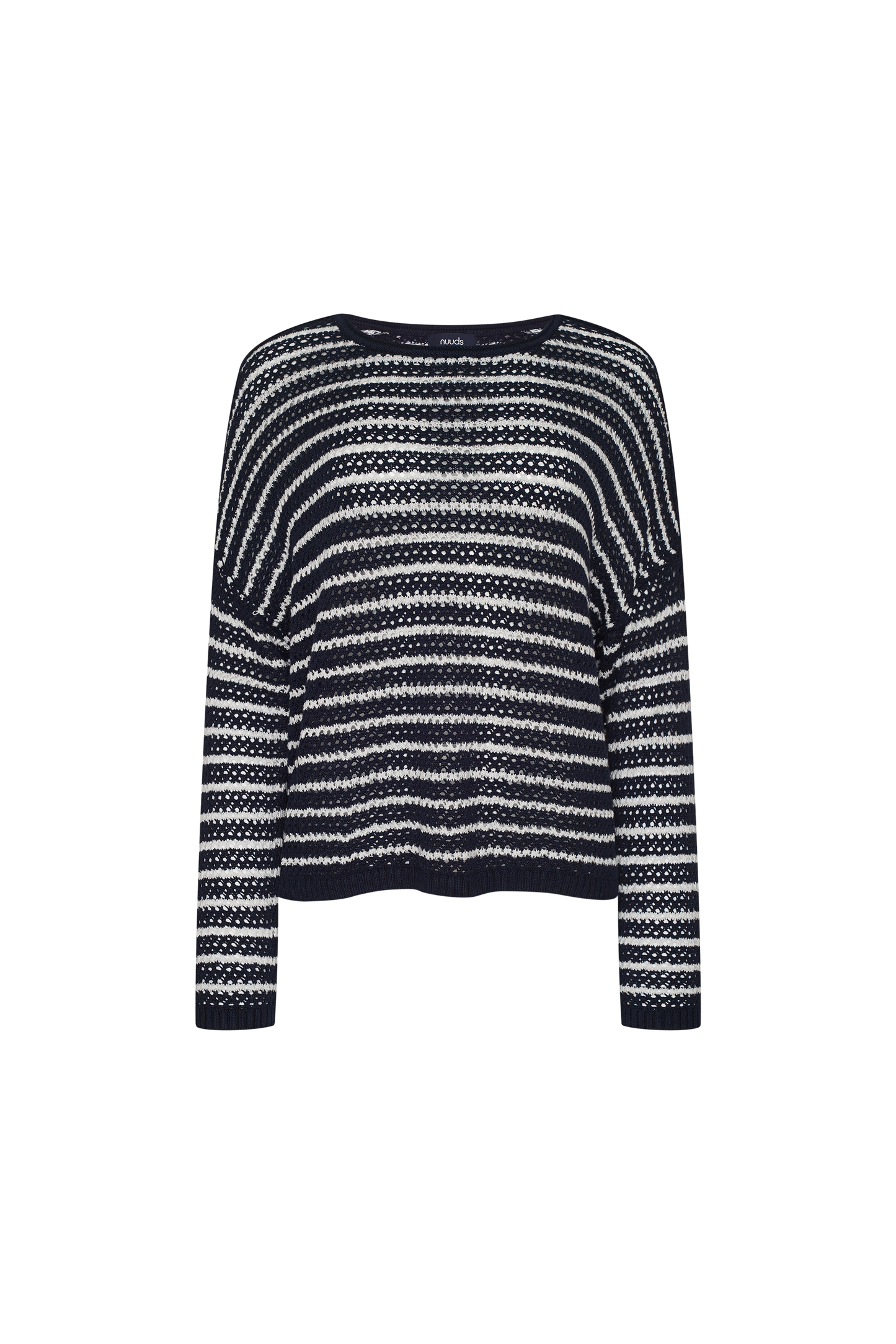 Cotton Crochet Sweater | Navy Stripe