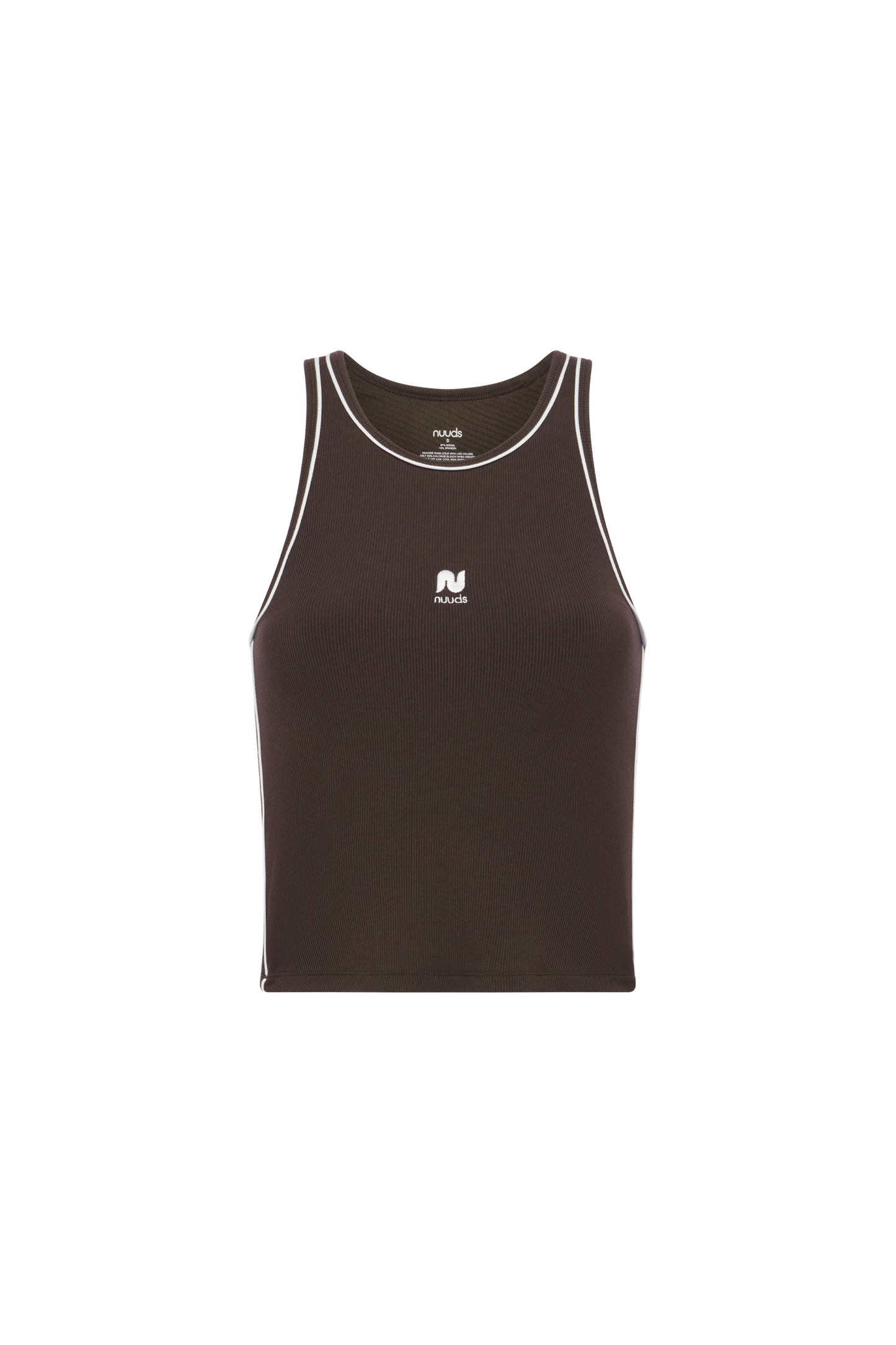 Sporty Rib Piped Racer Tank | Espresso