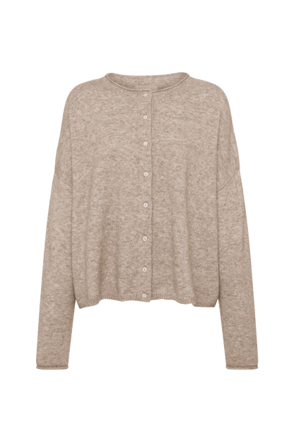 Cozy Knit Boxy Cardigan | Heather Cocoa