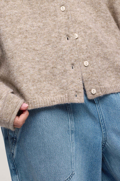 Cozy Knit Boxy Cardigan | Heather Cocoa