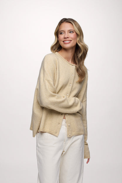 Cozy Knit Boxy Cardigan | Heather Oat