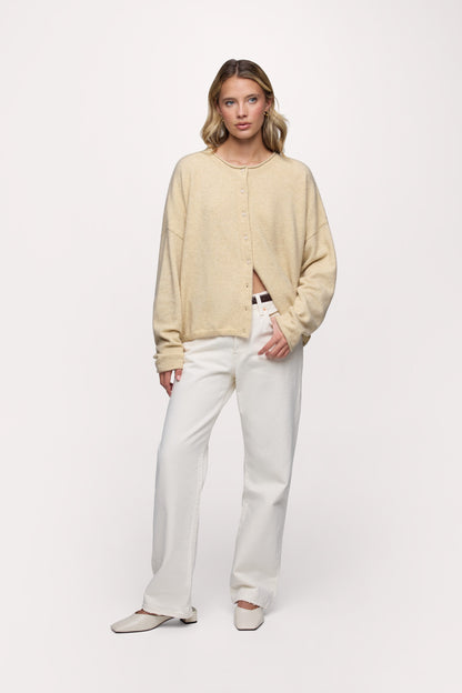 Cozy Knit Boxy Cardigan | Heather Oat