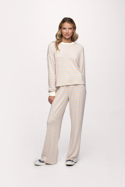 Boyfriend Stripe Tee | Sky Lemon Stripe