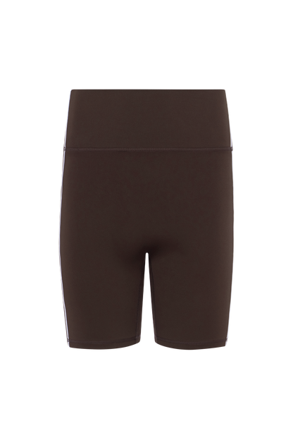 Motion Piped Biker Short with Pocket | Espresso