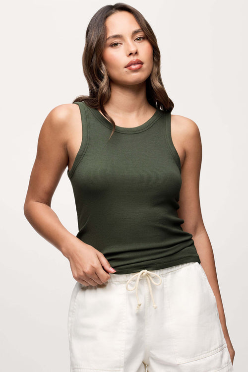 Slinky Rib Tank | Darkest Olive
