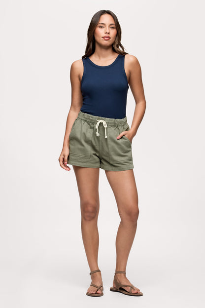 Pull-On Denim Short | Darkest Olive