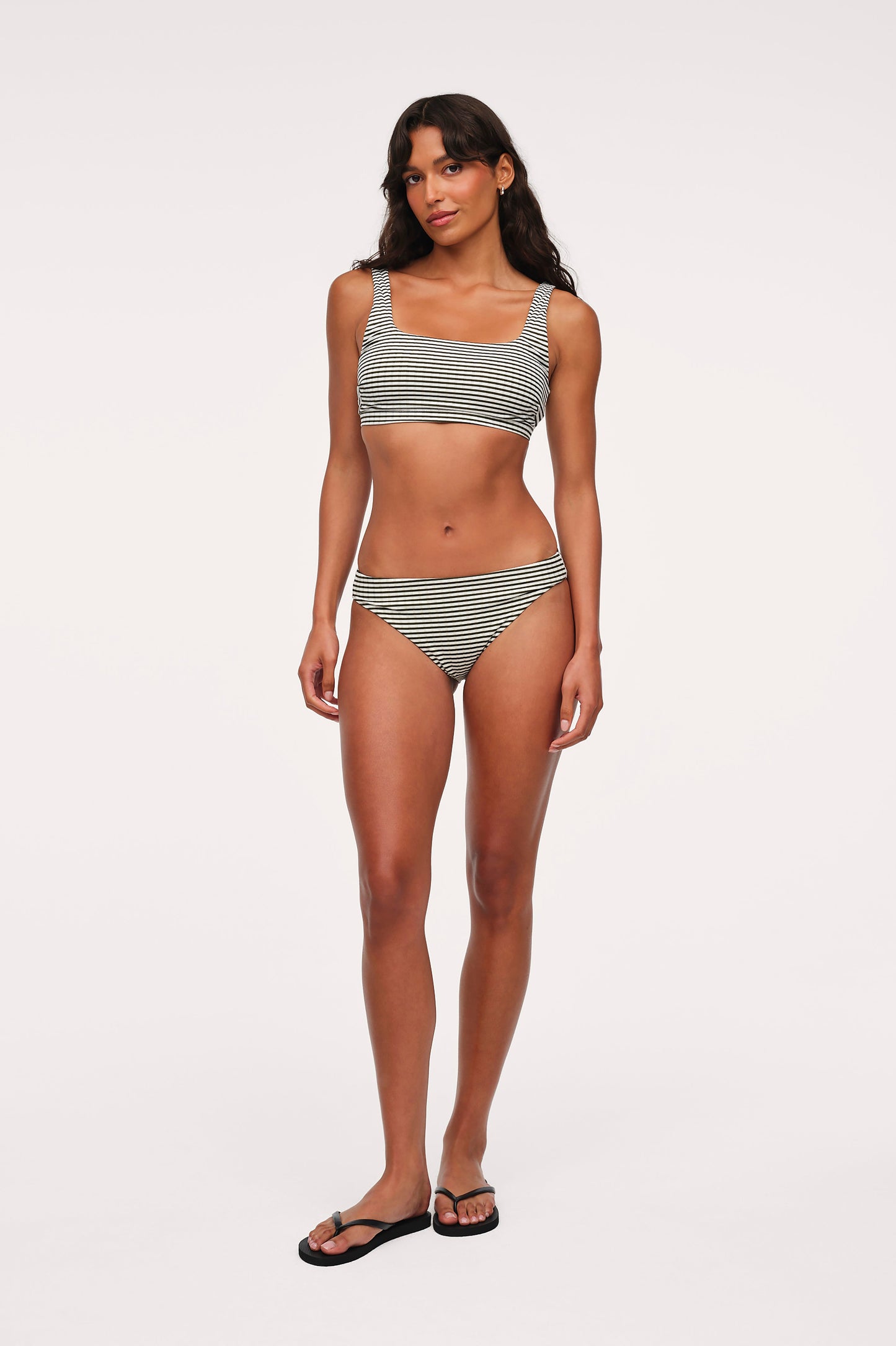 Low Waist Bikini Bottom | Olive Stripe