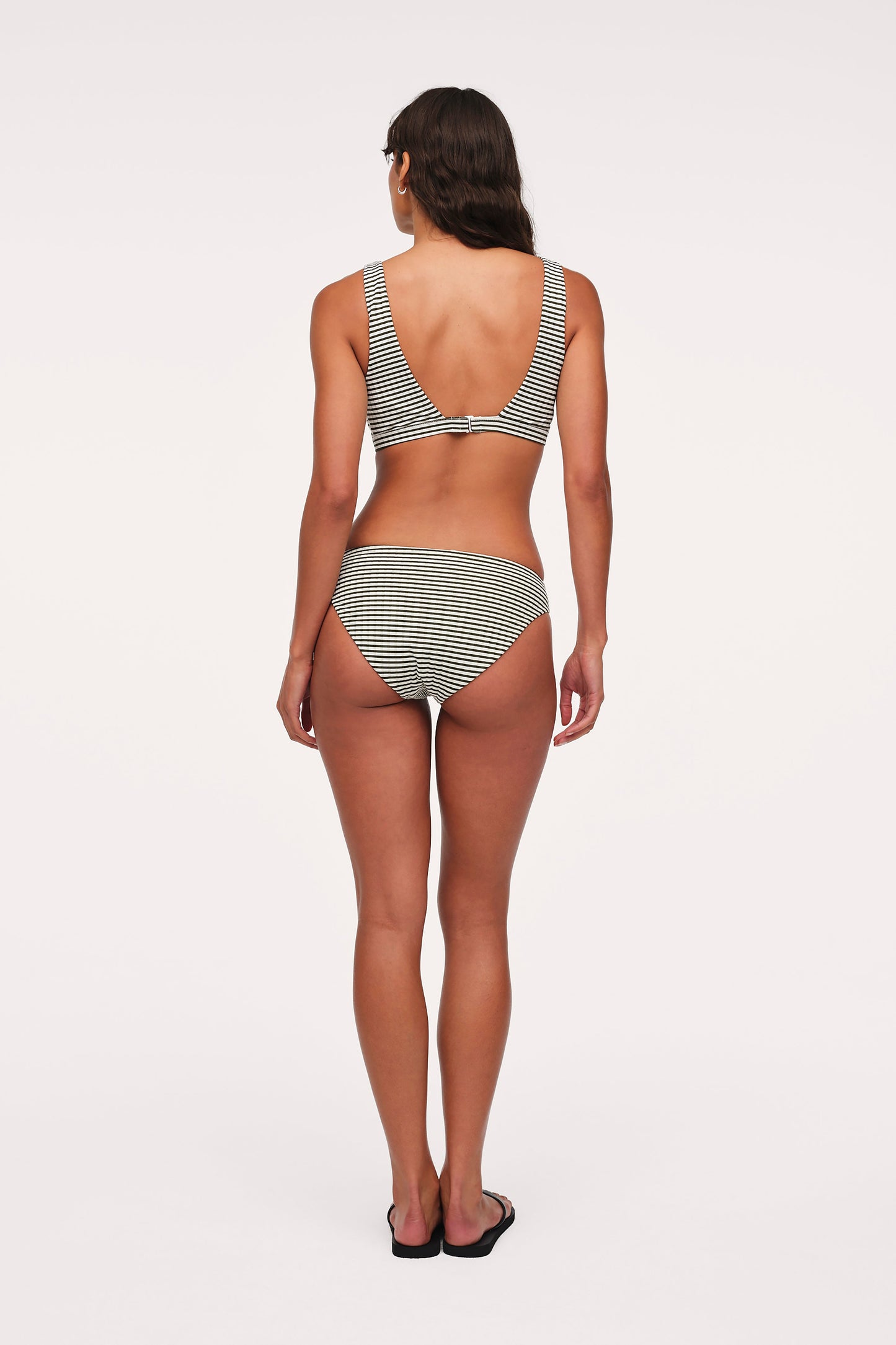 Low Waist Bikini Bottom | Olive Stripe