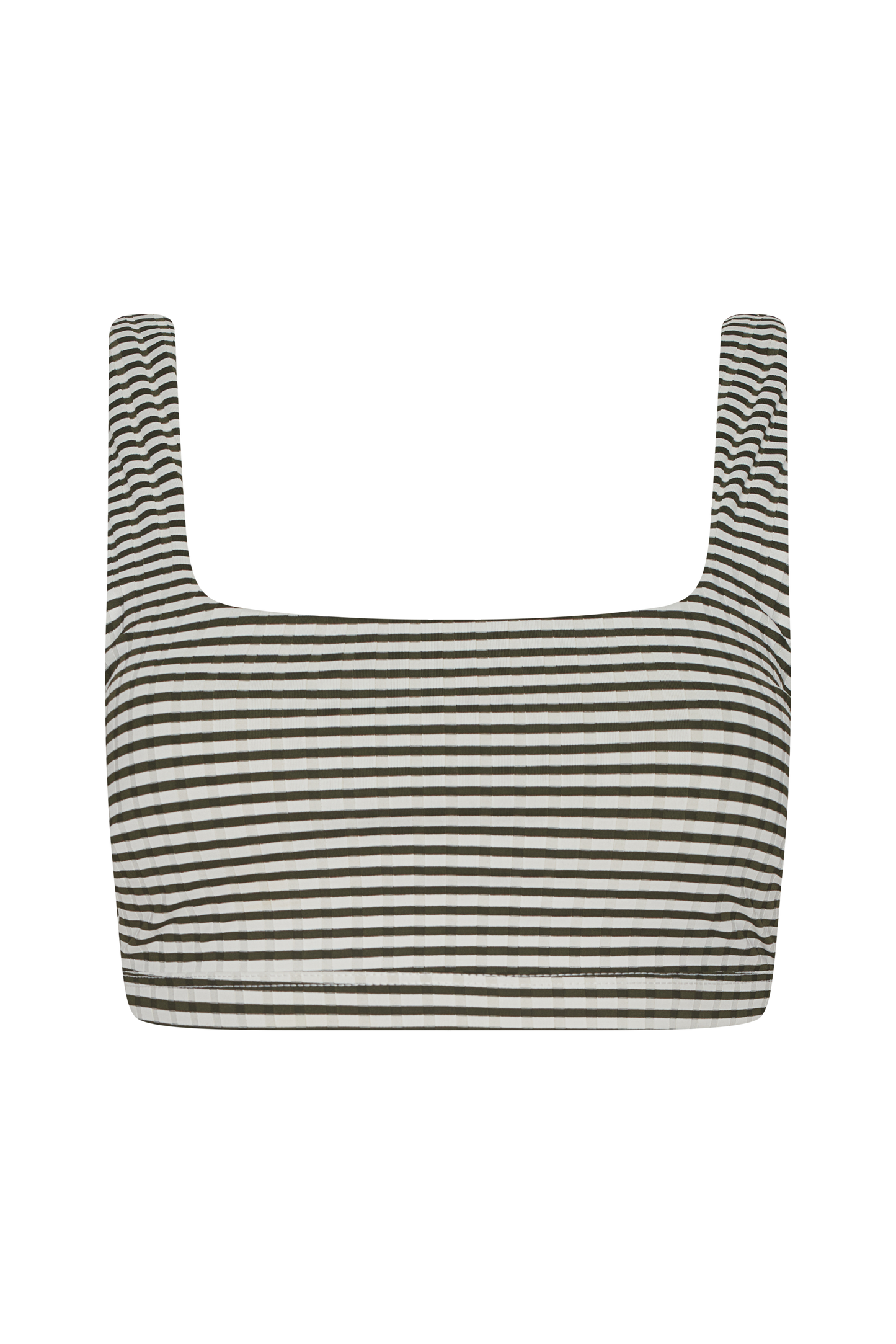Square Neck Bikini Top | Olive Stripe