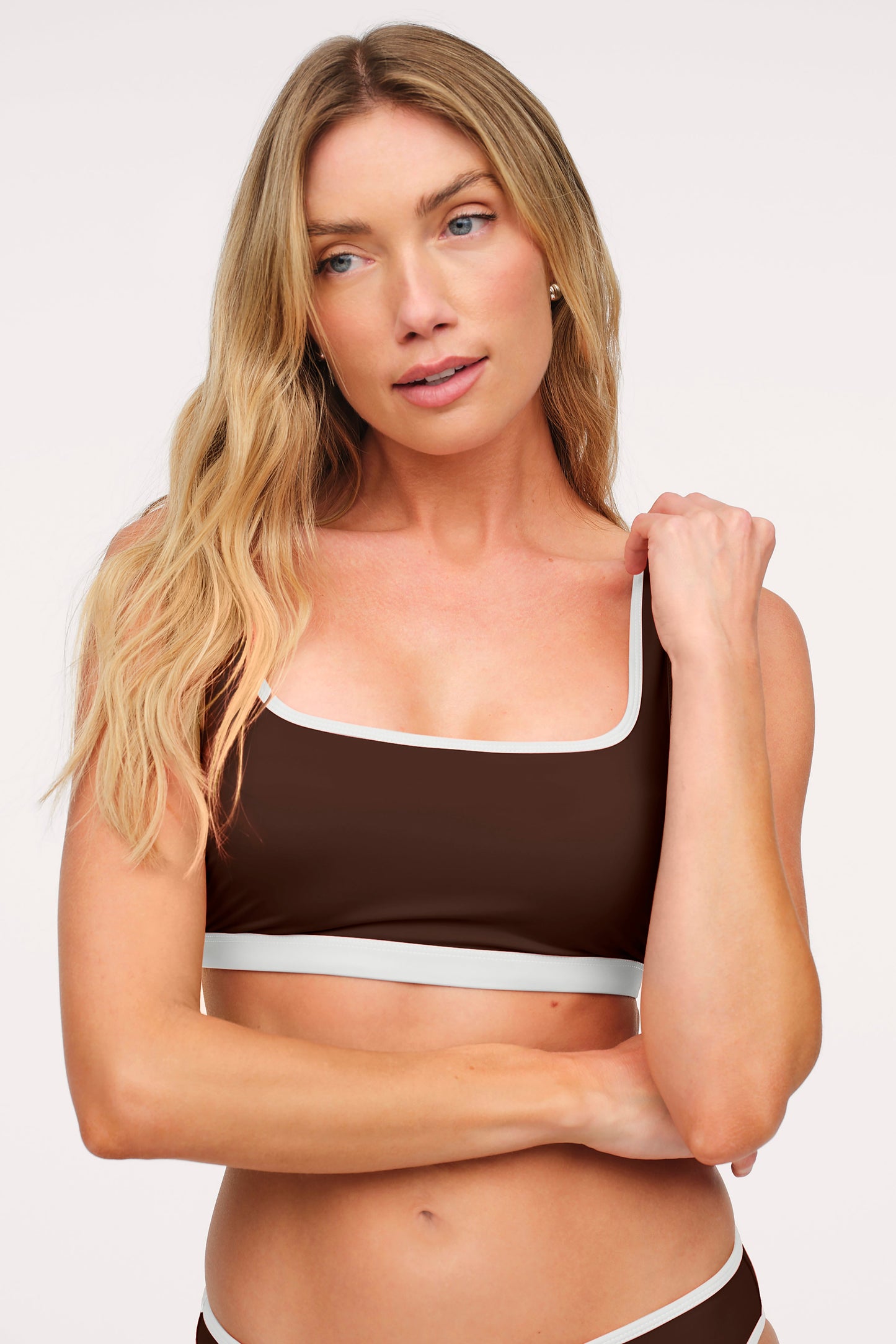 Square Neck Bikini Top | Contrast Espresso