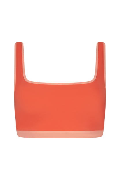 Square Neck Bikini Top | Contrast Papaya