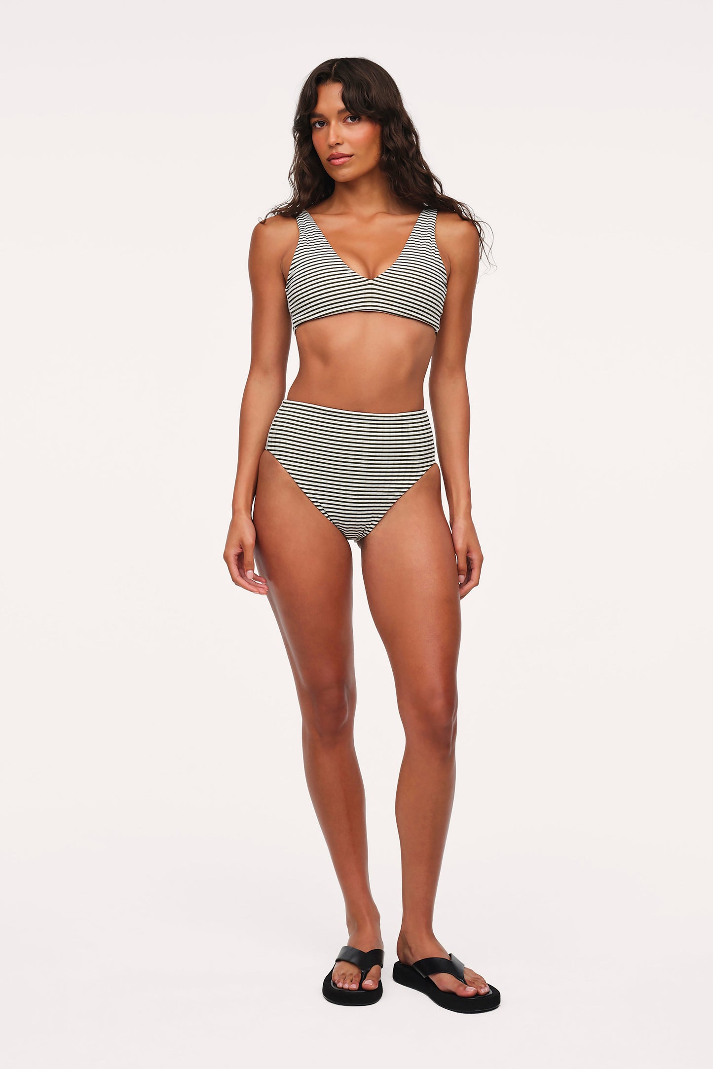Plunge Bikini Top | Olive Stripe