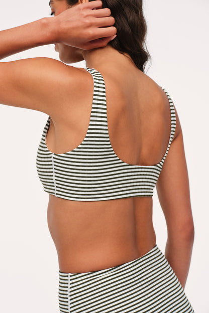 Plunge Bikini Top | Olive Stripe