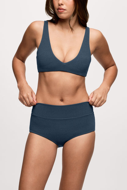 Boy Short Bikini Bottom | Crispy Navy