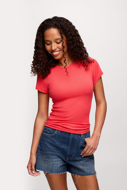 Slinky Rib Tee | Hibiscus