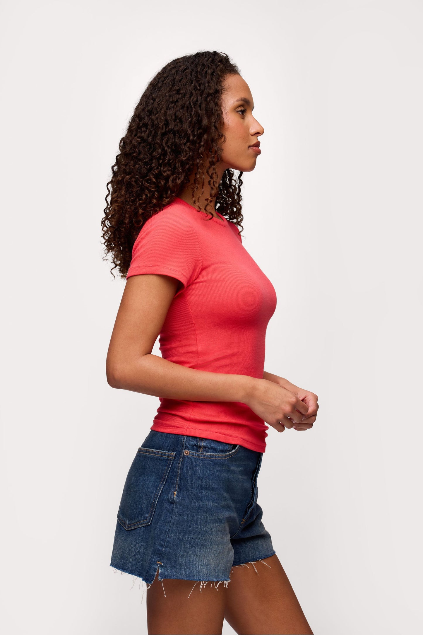Slinky Rib Tee | Hibiscus
