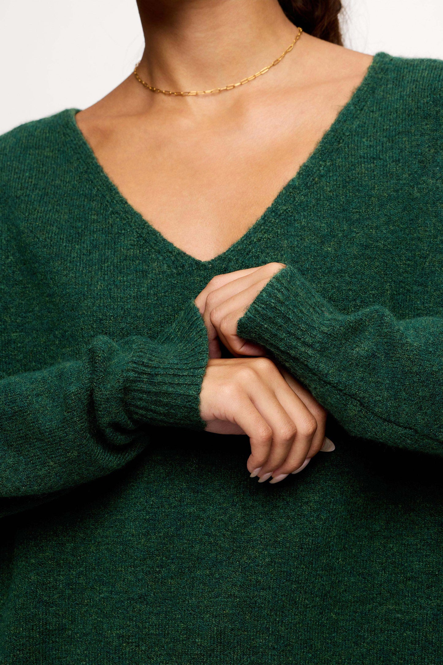 Cozy Knit V-Neck Sweater | Hunter