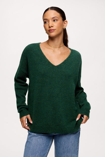 Cozy Knit V-Neck Sweater | Hunter