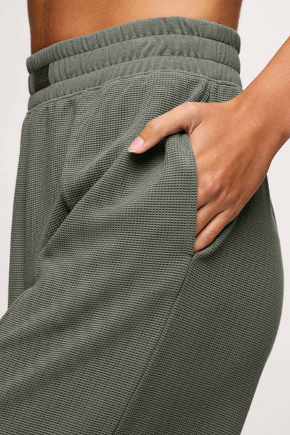 Performance Waffle Wide Leg Pant | Olive