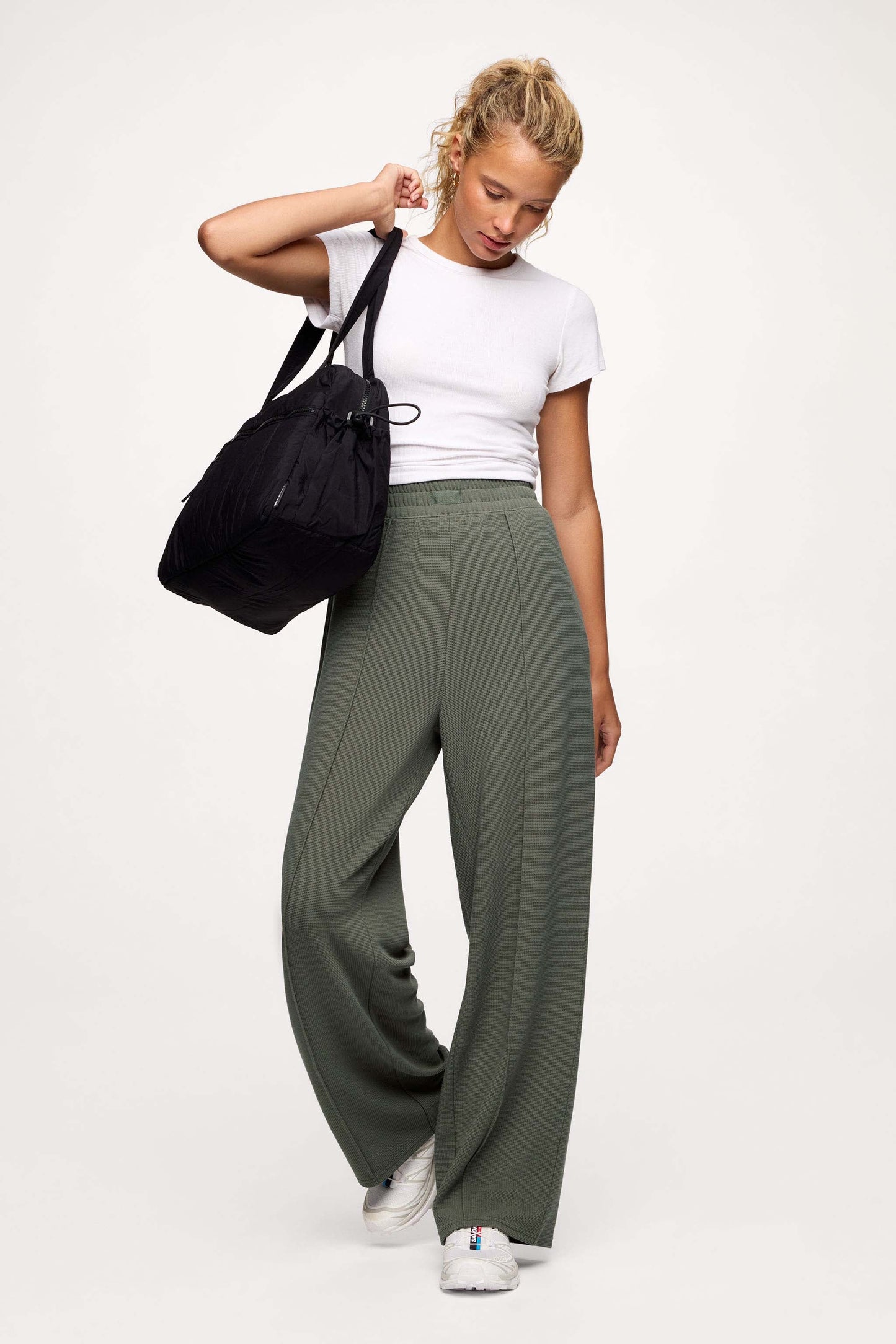 Performance Waffle Wide Leg Pant | Olive
