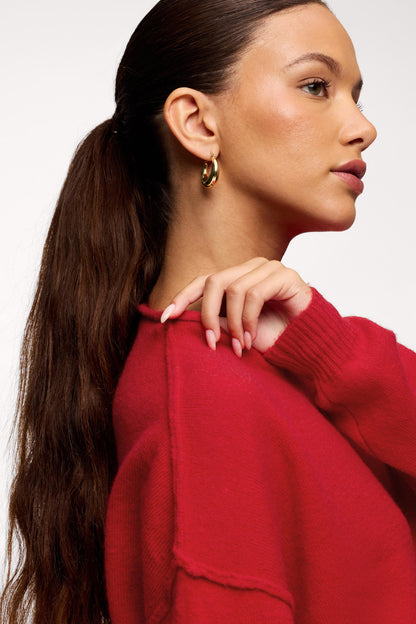 Cozy Knit Mockneck Sweater | Chili
