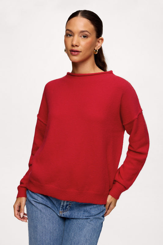 Cozy Knit Mockneck Sweater | Chili